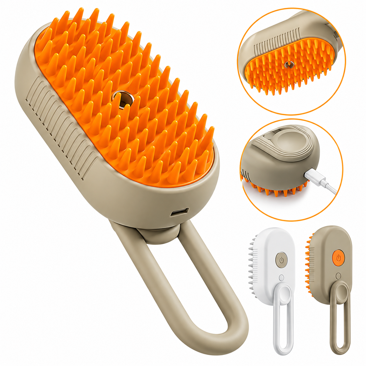 Steamy Dog Brush - Escova a vapor 3 em 1: escovas elétricas com pulverizador e remoção de pêlo